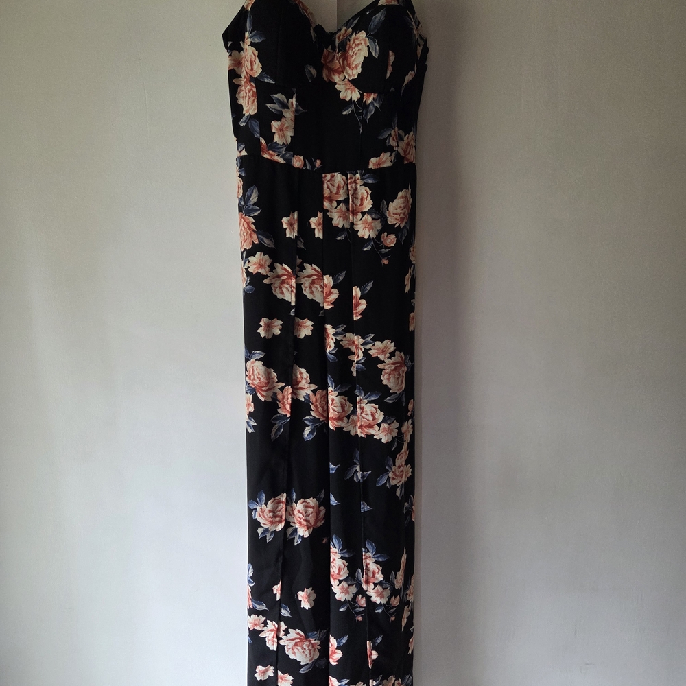 Xhilaration Black Floral Jumpsuit Size S